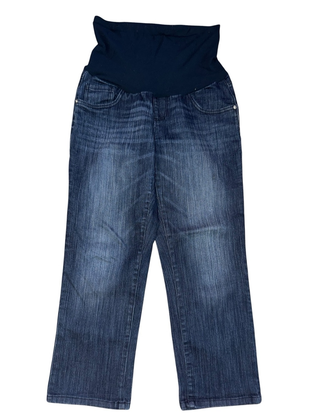 Oh Baby Motherhood Maternity Capri Jeans Stretch Denim Full Panel Size M/12